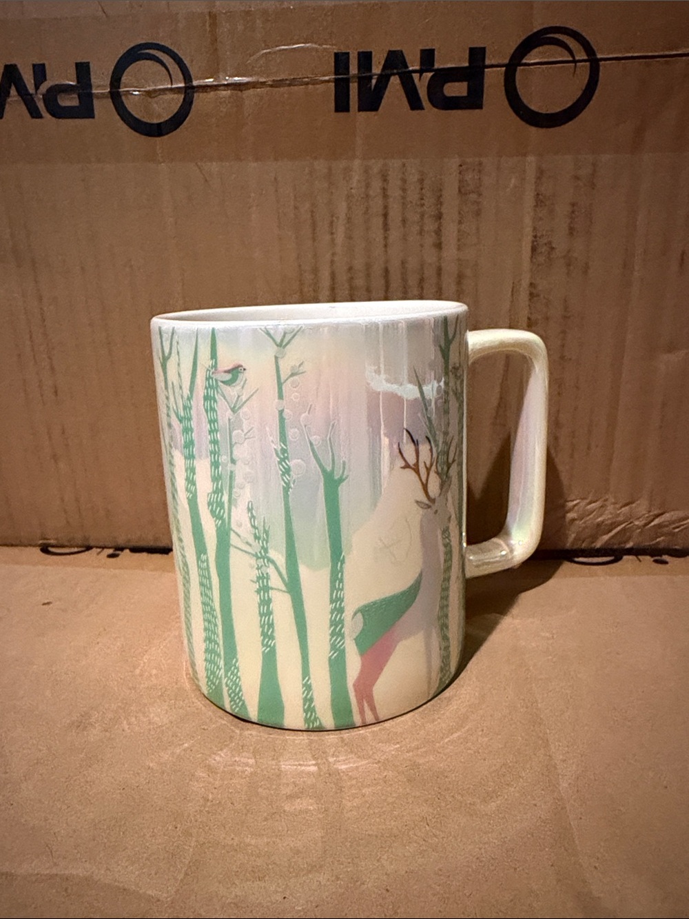 Starbucks Mint and Cream Woodland Deer Ceramic Mug